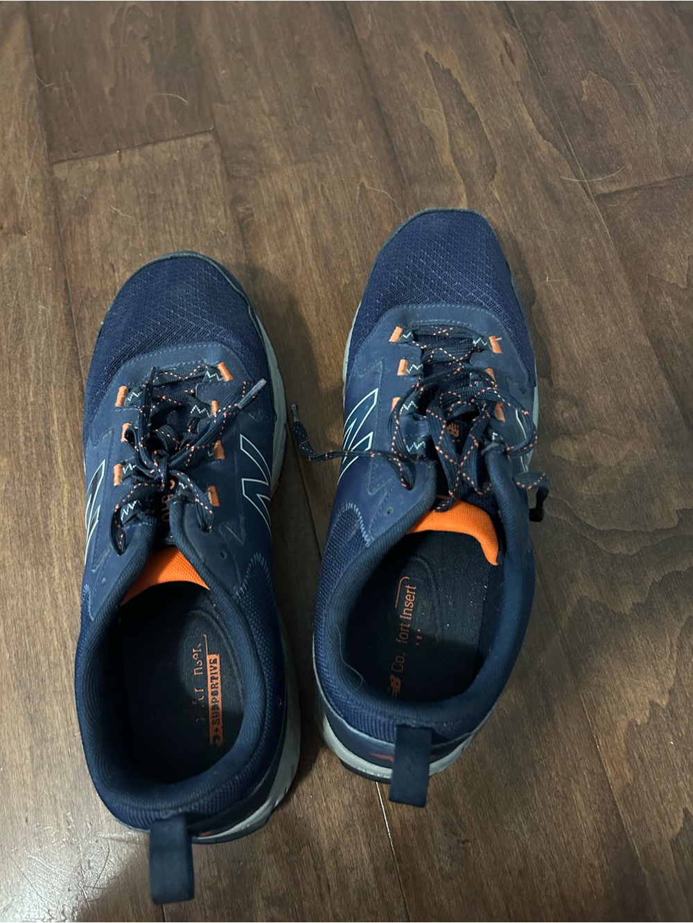 New Balance Men's Navy Athletic Sneakers with Orange Details